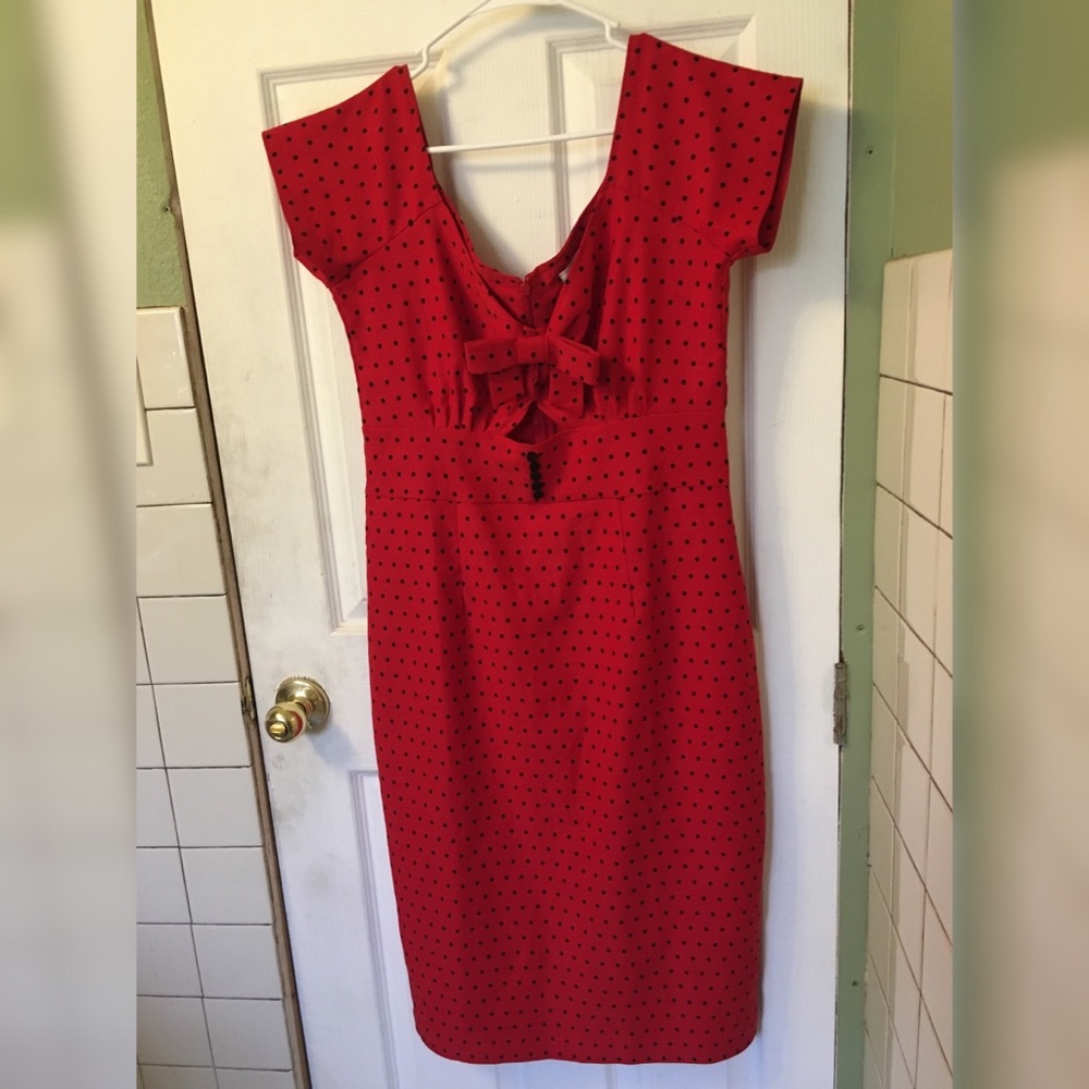 TRADE ISO Tatyana Red with Black Polkadot Dress